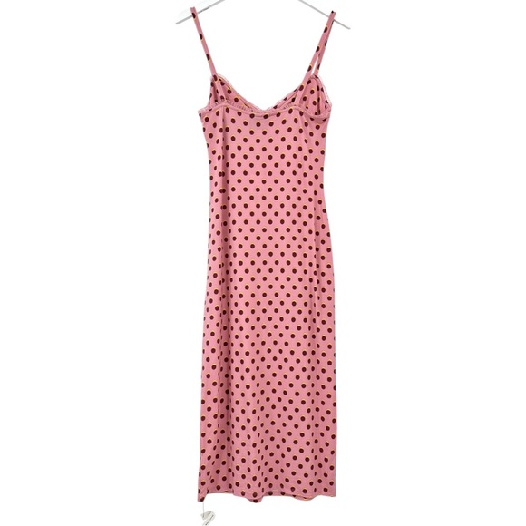 Reformation Pink Polka Dot Midi Dress - Picture 3 of 10